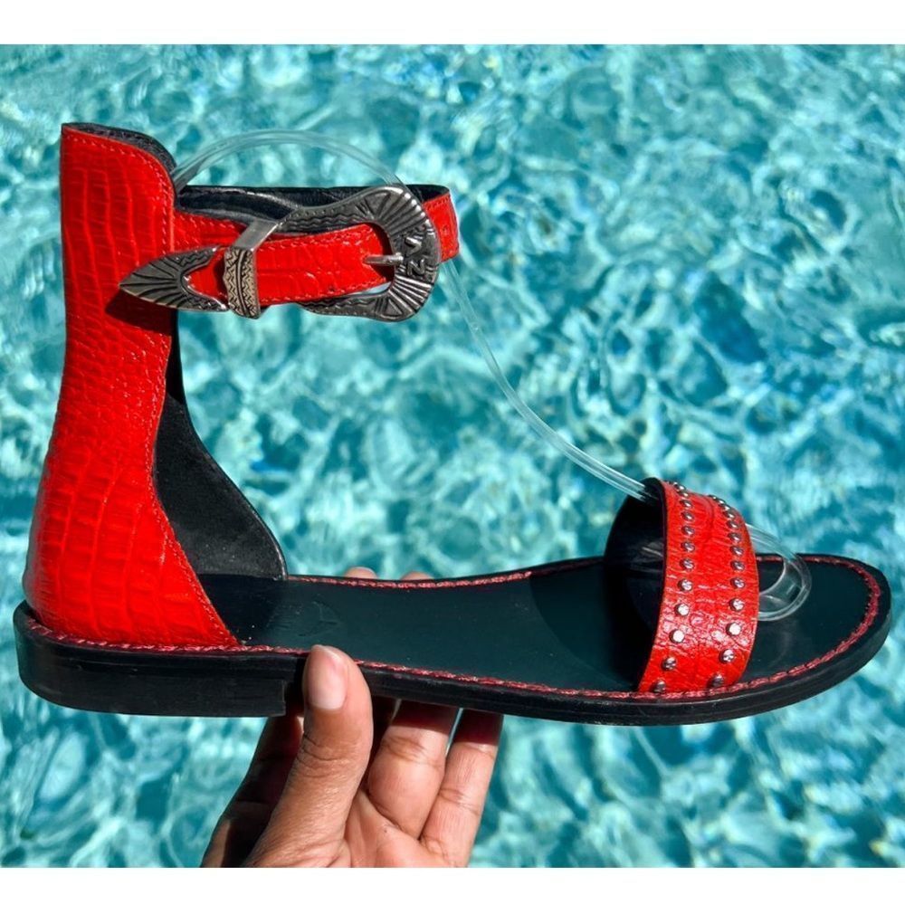 Zadig & Voltaire Red Sandals with Silver Accents